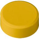 MAUL round magnets, plastic &amp; metal, fine structure, adhesive force 2 kg, ø 33 x 14 mm, yellow, 20 pcs.