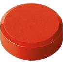 MAUL round magnets, plastic &amp; metal, fine structure, adhesive force 600 g, ø 29 x 11 mm, red, 20 pcs.