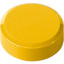 MAUL round magnets, plastic &amp; metal, fine structure, adhesive force 600 g, ø 29 x 11 mm, yellow, 20 pcs.