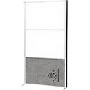 MAUL scheidingswandsysteem MAULconnecto, 1 x donker akoestisch vlies, 2 x whiteboard, klittenband, staander, H 1800 x B 1000 mm, zilver