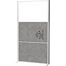 MAUL Stellwandsystem MAULconnecto, 2 x Akustikvlies dunkel, 1 x Whiteboard, Klettverbindung, Standfuß, H 1800 x B 1000 mm, silber