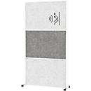 MAUL Stellwandsystem MAULconnecto, Steckmodule, 2x Akustikvlies hell, 1x Akustikvlies dunkel, Klettverbindung, auf Rollen, H 1800 x B 1000 mm, weiss