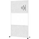 MAUL Système de cloisons MAULconnecto, 2x voile acoustique clair, 1x tableau blanc, fixation velcro, sur roulettes, H 1800 x L 1000 mm, blanc