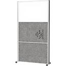 MAUL Système de cloisons MAULconnecto, 2x voile acoustique foncé, 1x tableau blanc, fixation velcro, sur roulettes, H 1800 x L 1000 mm, argenté