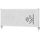 MAUL Tisch-Trennwand MAULconnecto, Akustikvlies 4000 g/m², Aluminiumprofil, B 1200 x H 500 mm, Akustik hellgrau, silber