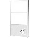 MAUL verplaatsbaar wandsysteem MAULconnecto, 1 x lichtgekleurd akoestisch vlies, 2 x whiteboard, klittenbandsluiting, staander, H 1800 x B 1000 mm, zilver