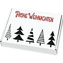Maxi brievenbussen, met "kerstboomlaan" motief, gefrankeerd, tot 20 kg, buitenafmetingen 250 x 174 x 50 mm, microgolfkarton, wit-bruin, 20 stuks