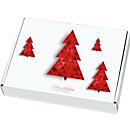 Maxibriefkartons, mit Motiv „Tannenbaum“, portooptimiert, bis 20 kg, Außenmaße 250 x 174 x 50 mm, Mikrowellpappe, weiß-braun, 20 Stück