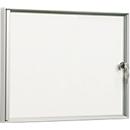 Mededelingenbord, spits, aluzilver, deurtje van acrylglas