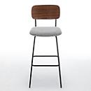 meet by Paperflow Barhocker LISA, mit Rückenlehne, bis 100 kg, Stoffbezug, anthrazitgrau/nussbraun/schwarz, 2 Stück