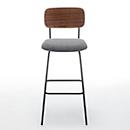 meet by Paperflow Barhocker LISA, mit Rückenlehne, bis 100 kg, Stoffbezug, grau/nussbraun/schwarz, 2 Stück