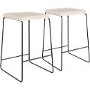 meet_by_Paperflow Barhocker Medso, Kunstleder/Metall, Sitzhöhe 75 cm, cremebeige/mattschwarz, 2er-Set
