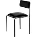 meet by Paperflow Bistro visitor chair, steel with imitation leather cover, seat height 495 mm, with backrest, W 485 x D 435 x H 800 mm, 2 pieces, black