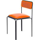 meet by Paperflow Bistro visitor chair, steel with imitation leather cover, seat height 495 mm, with backrest, W 485 x D 435 x H 800 mm, 2 pieces, black/rust