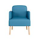 meet by Paperflow BROOKS fauteuil, 4-poots frame, bekleding zitting en rugleuning, bekleding kunstleer, B 620 x D 520 x H 440 mm, blauw/beuken