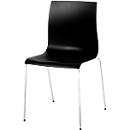 meet by Paperflow Chaise de bistrot ARKO, empilable, piétement chromé, assise en plastique noir, lot de 2