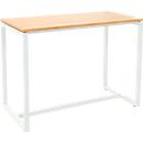 meet by Paperflow Easy Desk high table, made of metal, with floor leveling screws, h 1100 mm, disinfectant-resistant, beech/white
