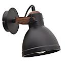 meet by Paperflow Elix Applique murale noir/acacia, métal, 130×190×170 mm, E14, alimentation secteur