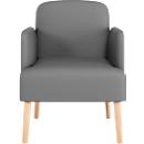 meet by Paperflow fauteuil BROOKS, piétement 4 pieds, assise et dossier rembourrés, revêtement en similicuir, L 620 x P 520 x H 440 mm, gris souris/hêtre