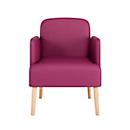 meet by Paperflow fauteuil BROOKS, piétement 4 pieds, assise et dossier rembourrés, revêtement similicuir, L 620 x P 520 x H 440 mm, violet/hêtre