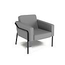 meet by Paperflow Fauteuil d'extérieur MEDSO, polypropylène/acier, hauteur d'assise 41 cm, avec accoudoirs et rembourrage latéral, taille L, gris/noir mat