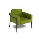 meet by Paperflow Fauteuil d'extérieur MEDSO, polypropylène/acier, hauteur d'assise 41 cm, avec accoudoirs et rembourrage latéral, taille L, vert/noir mat