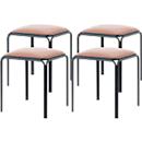 Meet by Paperflow Hocker Bistro, Stahl mit Samtbezug, Sitzhöhe 495 mm, B 420 x T 420 x H 495 mm, 4 Stück, schwarz/elfenbein