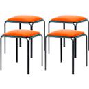 Meet by Paperflow Hocker Bistro, Stahl mit Samtbezug, Sitzhöhe 495 mm, B 420 x T 420 x H 495 mm, 4 Stück, schwarz/rost