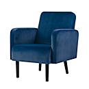 Meet® by Paperflow LISBOA fauteuil, bekleding blauw fluweel, onderstel zwart, B 710 x D 815 x H 830 mm