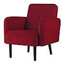 Meet® by Paperflow LISBOA fauteuil, bekleding rood fluweel, voet zwart, B 710 x D 815 x H 830 mm