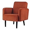 Meet® by Paperflow LISBOA fauteuil, bekleding van roestkleurig fluweel, onderstel zwart, B 710 x D 815 x H 830 mm