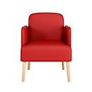 meet by Paperflow Sessel BROOKS, 4-Fussgestell, Sitz- und Rückenpolsterung, B 620 x T 520 x H 440 mm, rot/buche