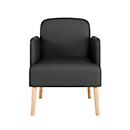 meet by Paperflow Sessel BROOKS, 4-Fussgestell, Sitz- und Rückenpolsterung, B 620 x T 520 x H 440 mm, schwarz/buche