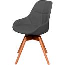 meet by Paperflow Siège visiteur JUNO, pivotant, rembourré, structure en chêne, housse anthracite, lot de 2