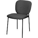 meet by Paperflow Siège visiteur TWIST, rembourré, piétement noir, revêtement bouclé anthracite, lot de 2