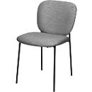 meet by Paperflow Siège visiteur TWIST, rembourré, piétement noir, revêtement bouclé gris, lot de 2