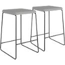 meet by Paperflow Tabouret de bar Medso, simili cuir/métal, hauteur d'assise 75 cm, gris/noir mat, lot de 2