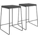 meet_by_Paperflow Tabouret de bar Medso, similicuir/métal, hauteur d'assise 75 cm, noir, lot de 2
