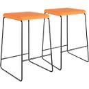 meet_by_Paperflow Tabouret de bar Medso, similicuir/métal, hauteur d'assise 75 cm, orange/noir mat, lot de 2