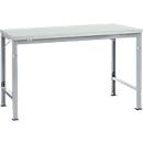 Mesa básica Manuflex UNIVERSAL especial, 1500 x 1000 mm, melamina gris luminoso, aluminio plateado