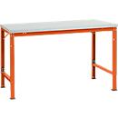 Mesa básica Manuflex UNIVERSAL especial, 1500 x 1000 mm, melamina gris luminoso, rojo anaranjado
