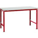 Mesa básica Manuflex UNIVERSAL especial, 1500 x 1000 mm, melamina gris luminoso, rojo rubí