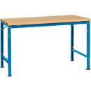 Mesa básica Manuflex UNIVERSAL especial, 1500 x 1000 mm, multiplex natural, azul luminoso