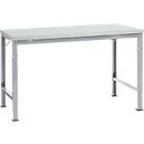 Mesa básica Manuflex UNIVERSAL especial, 1500 x 1000 mm, plástico gris luminoso, aluminio plateado