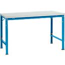 Mesa básica Manuflex UNIVERSAL especial, 1500 x 1000 mm, plástico gris luminoso, azul luminoso