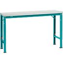 Mesa básica Manuflex UNIVERSAL especial, 1500 x 800 mm, melamina gris luminoso, azul agua