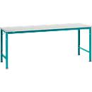 Mesa básica Manuflex UNIVERSAL especial, 2000 x 1000 mm, melamina gris luminoso, azul agua