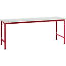 Mesa básica Manuflex UNIVERSAL especial, 2000 x 1000 mm, melamina gris luminoso, rojo rubí