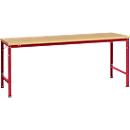 Mesa básica Manuflex UNIVERSAL especial, 2000 x 1000 mm, multiplex natural, rojo rubí