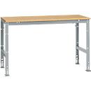 Mesa básica Manuflex UNIVERSAL estándar, tablero multiplex, 1500x800, aluminio plateado